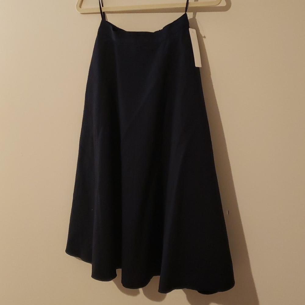 Seersucker circular skirt XS blue uniqlo